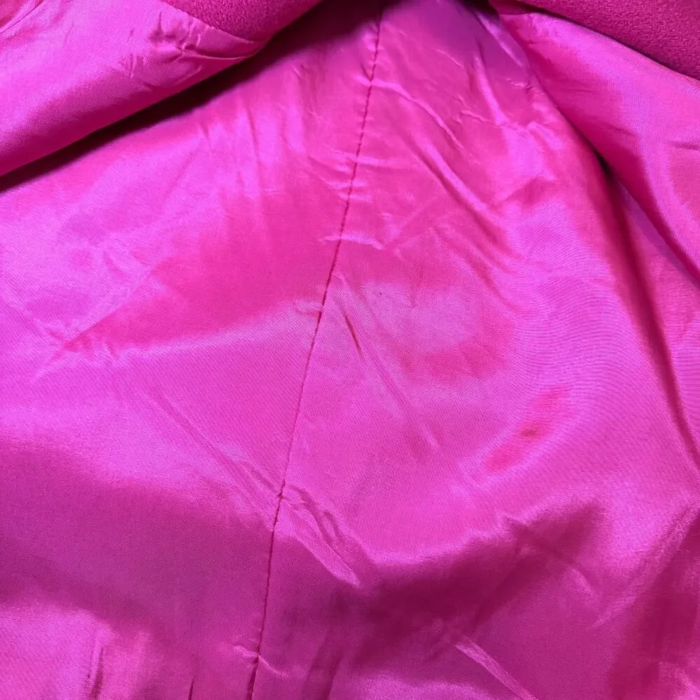 Vintage Rothschild Girls Size 7 Pink Wool Blend Dress Coat Black Velvet Made USA